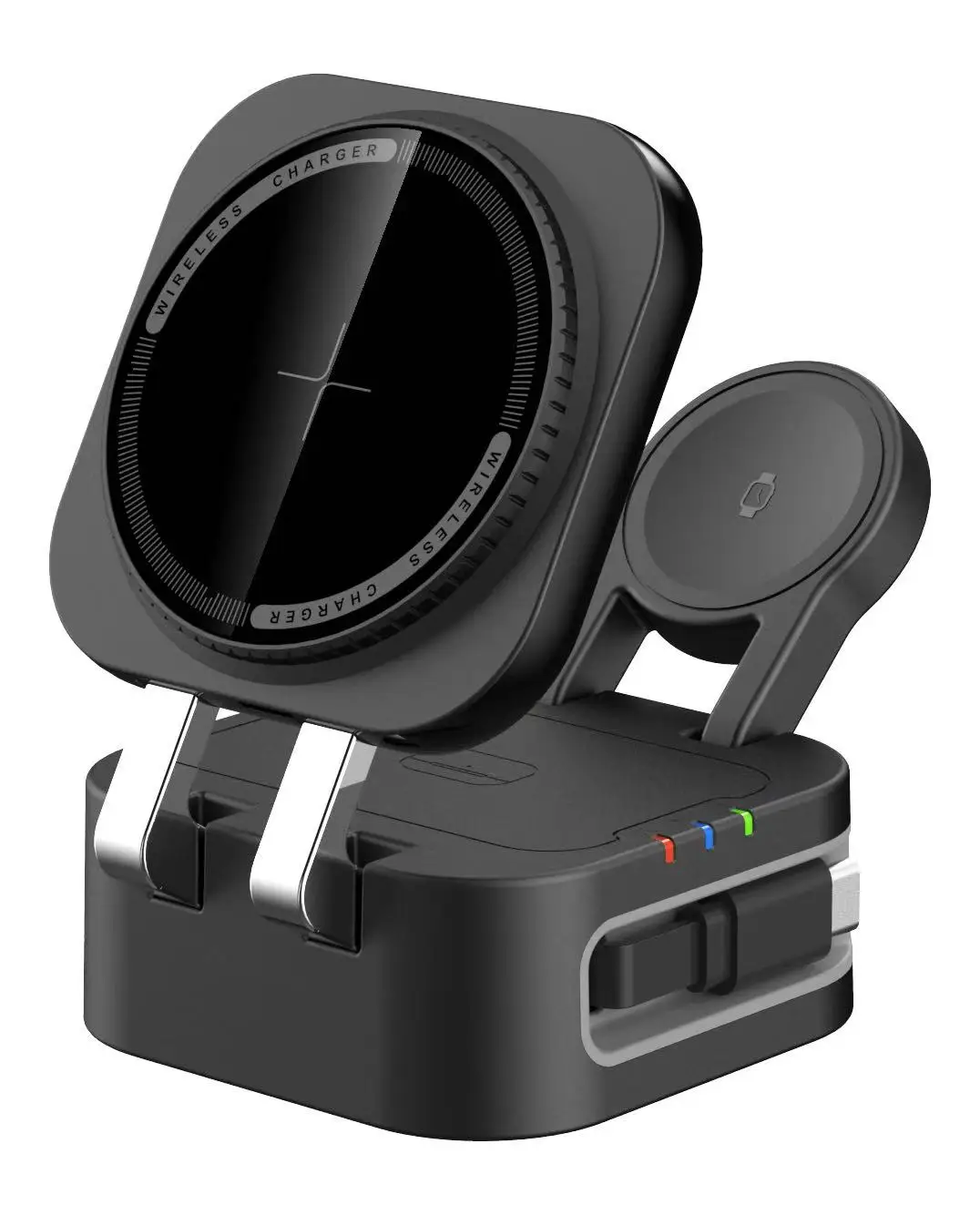 

3-in-1 Portable Wireless Charging Cradle 15W Retractable Cable Magnetic Fast Charge for iPhone Samsung Huawei