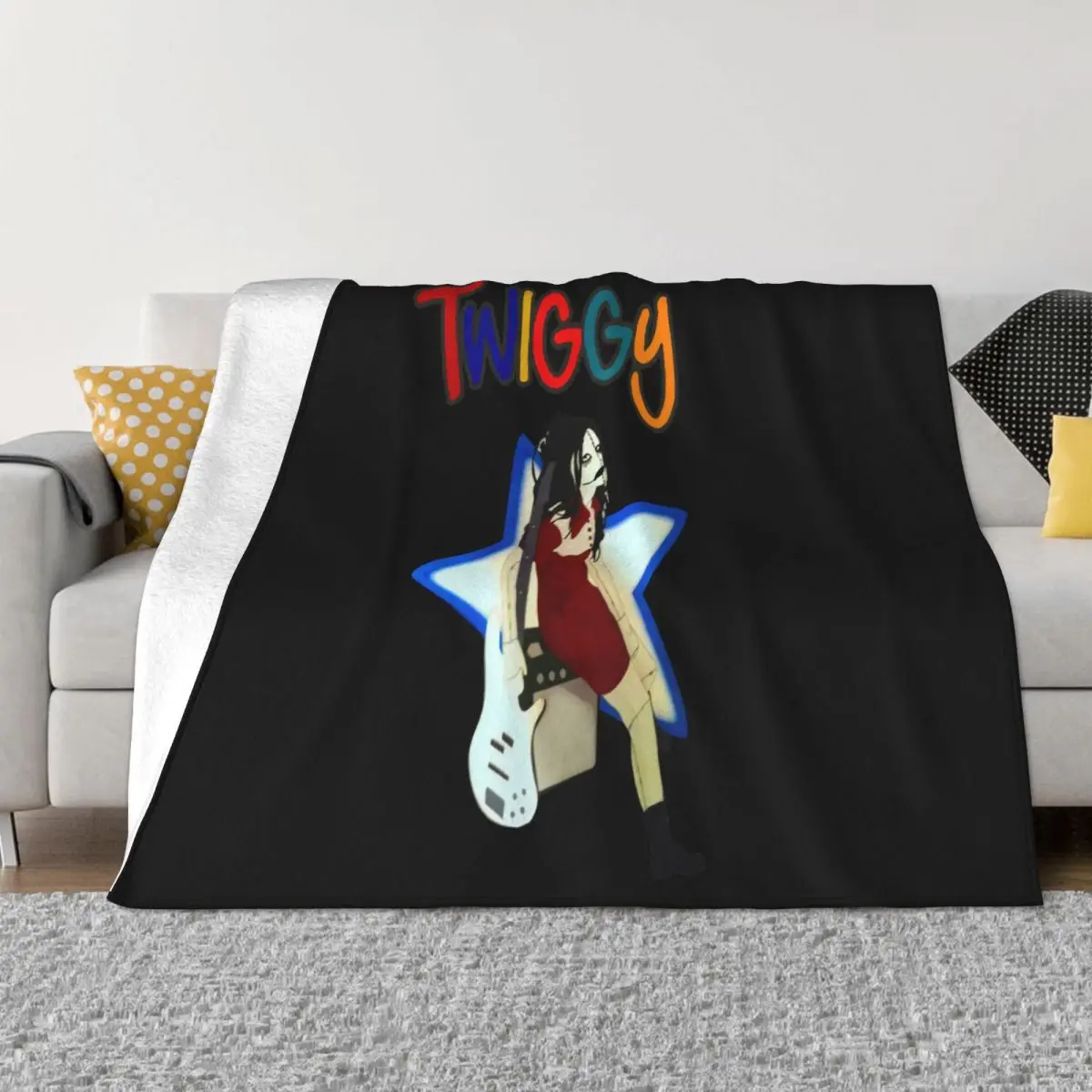 Vintage 90S Twiggy Ramirez Marilyn Manson Bass Player Reprint Splicing Hot Wholesale Throw Blanket