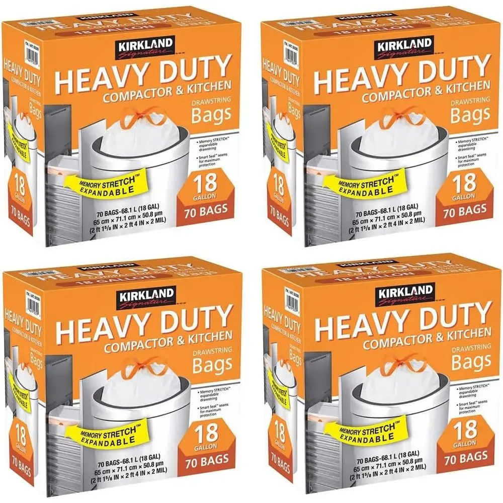 

Compactor Trash Bags, 18 Gallon, 70 Count (4 Packs) Kitchen Use