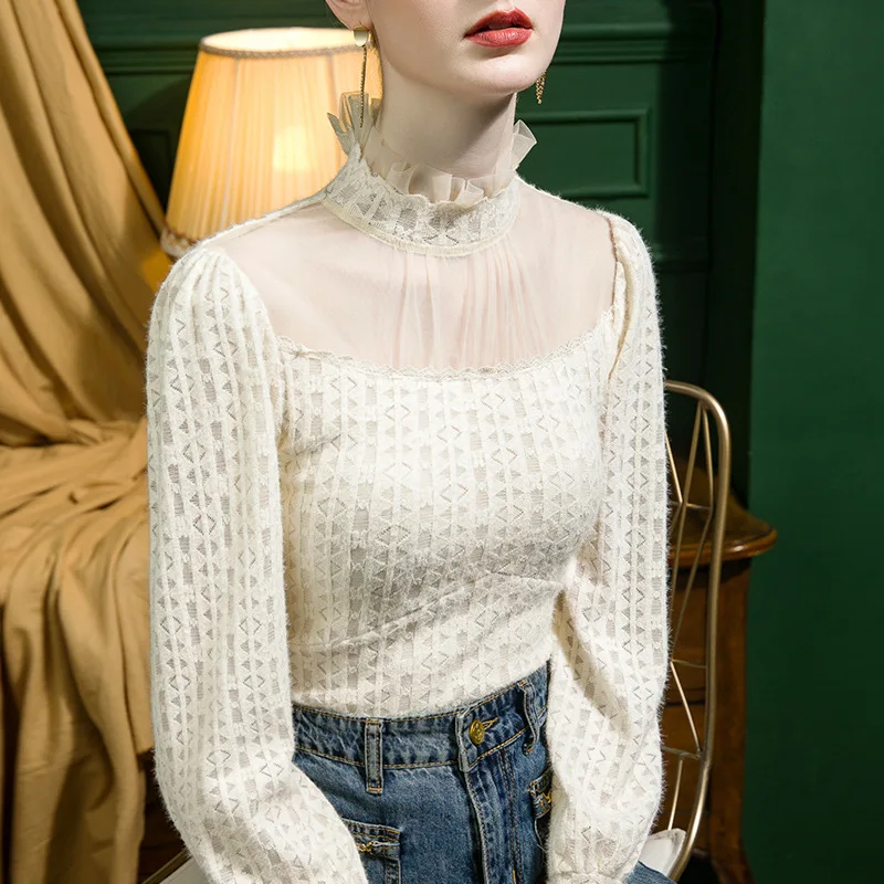 تي شيرت MadBlack-Women الأوروبي، مثير برباط مرقع، تي شيرت ضيق بأكمام طويلة S-3XL، شتاء 2025 جديد T5D434CC #3