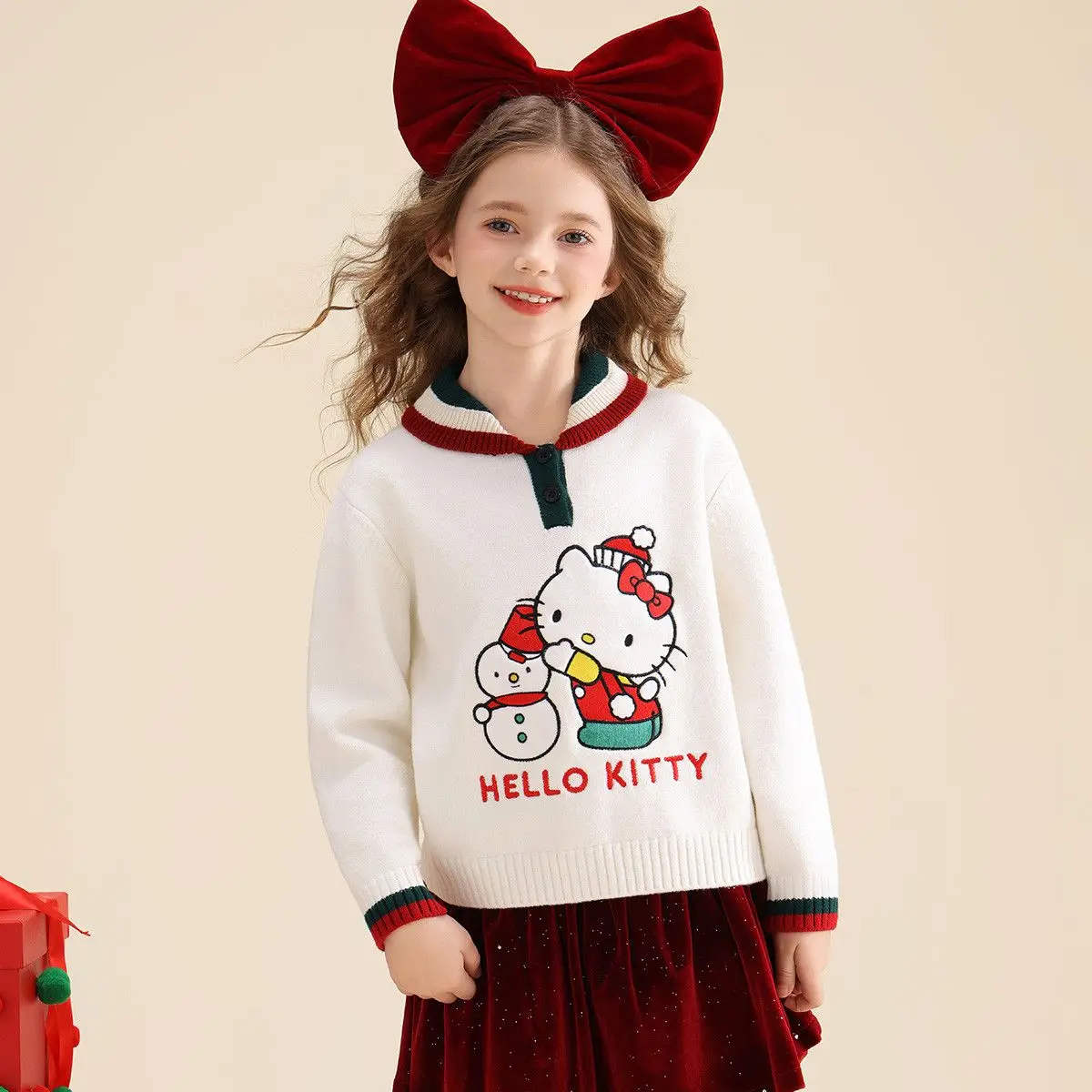 Caliente Sanrio Kuromi chica suéter de viento de Navidad Hello Kitty Kawaii ropa de otoño e invierno niños engrosamiento Tops dibujos animados