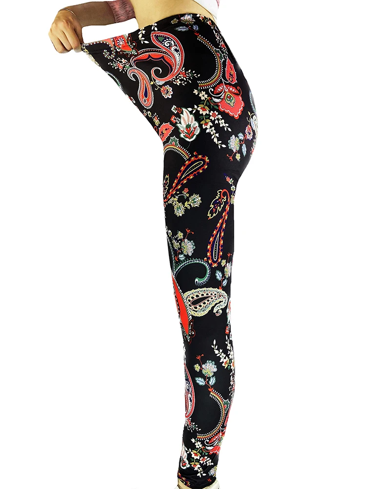 NDUCJSI Elastic Gym Sports New Sexy Pants Fashion Paisley Printed Leggings Women Hot Sale Floral Fitness Leggins High Waist