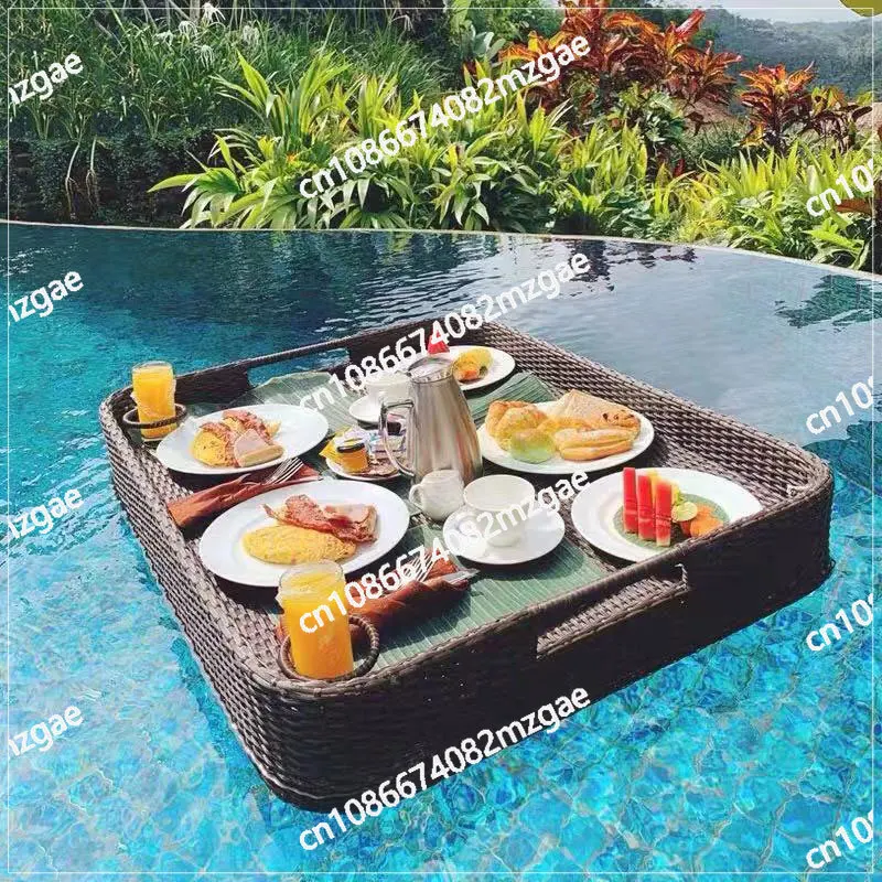 Swimming Pool Floating Breakfast Tray Water Vine Weaving Basket Wedding Photography Props Tray Decoration Internet Celebrity