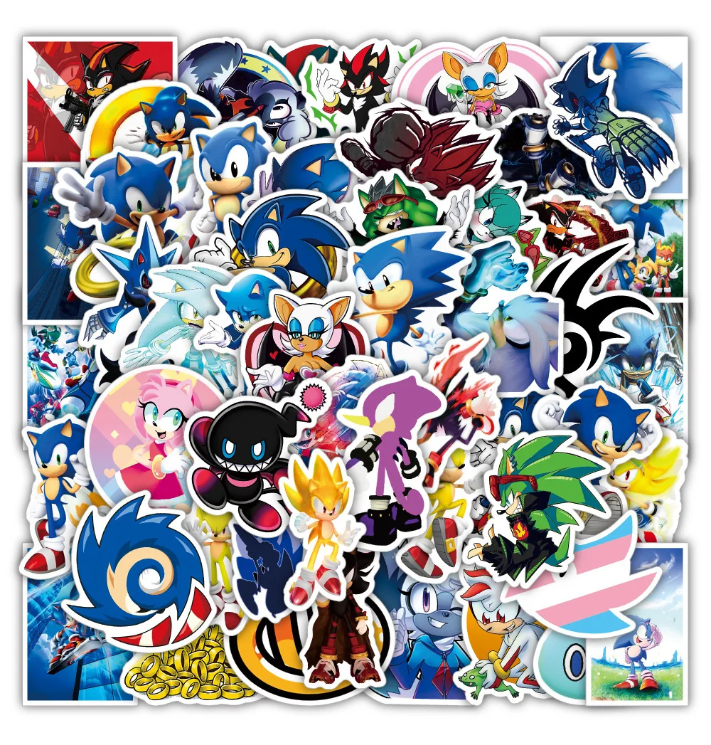 50/100Pcs Cartoon Sonic Stickers Hedgehog Anime Stickers Toys Kawaii Phone Case Laptop Luggage Graffiti Decoration Sticker Pack