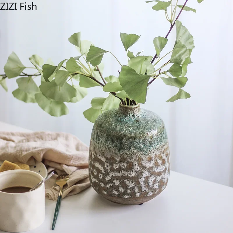 Chinese Ceramic Vase Stoneware Handmade Color Flower Vase Flower Arrangement Hydroponics Accessories Ceramic Handicraft