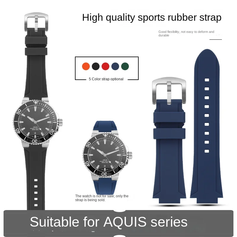 Correa de reloj de goma de alta calidad para Oris Aquis serie 7330 7740, correa convexa de 24x11mm y 24x12mm, pulsera de buceo para hombre