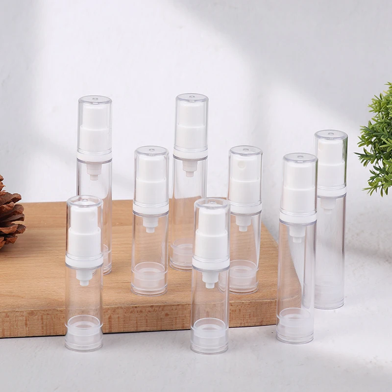 

4Pcs 5/10ML Clear Empty Refillable Airless Vacuum Pump Cream Lotion And Spray Portable Travel Cosmetic Bottle Set Sample Packing