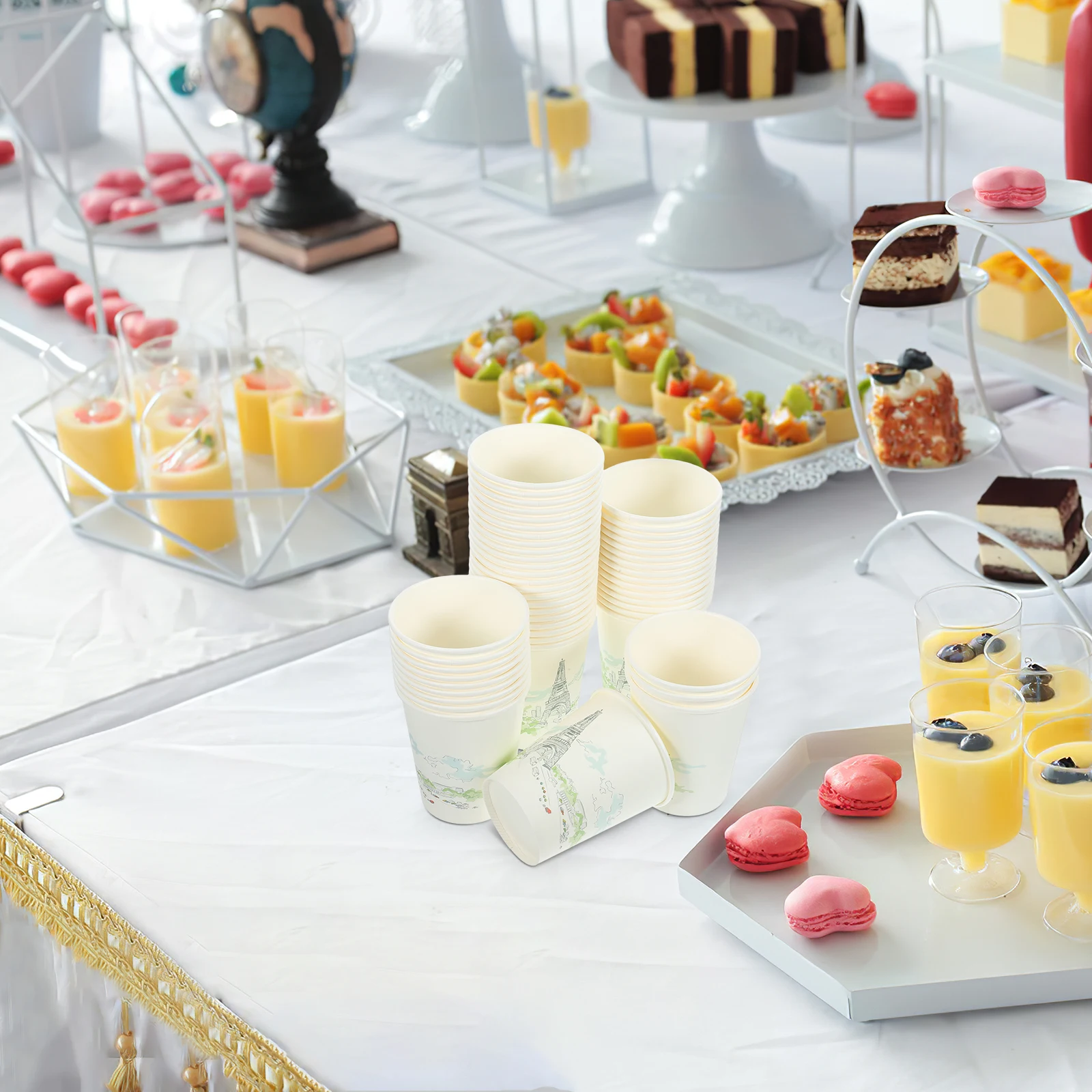 

50Pcs Thick Coated Paper Cups Premium Disposable Party Drinking Cups for Birthday Christmas Festival Beverage Tableware