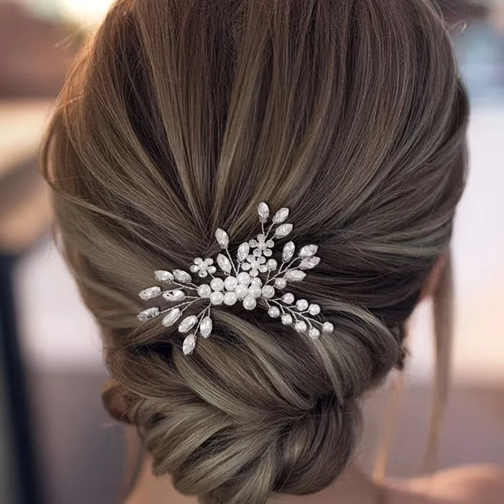 1 Piece of Silver Wire-Wrapped Horsehair-Shaped Side Hair Comb, Handmade, Suitable for Wedding Brides and Evening Banquets image 5