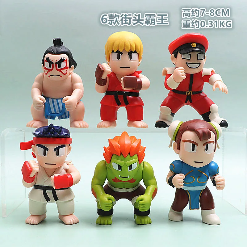 Lot de 6 figurines Street Fighter version Q, Chun-Li, jouet de jeu Street Fighter, modèle de poupée, ornements, cadeau d'anniversaire pour garçon