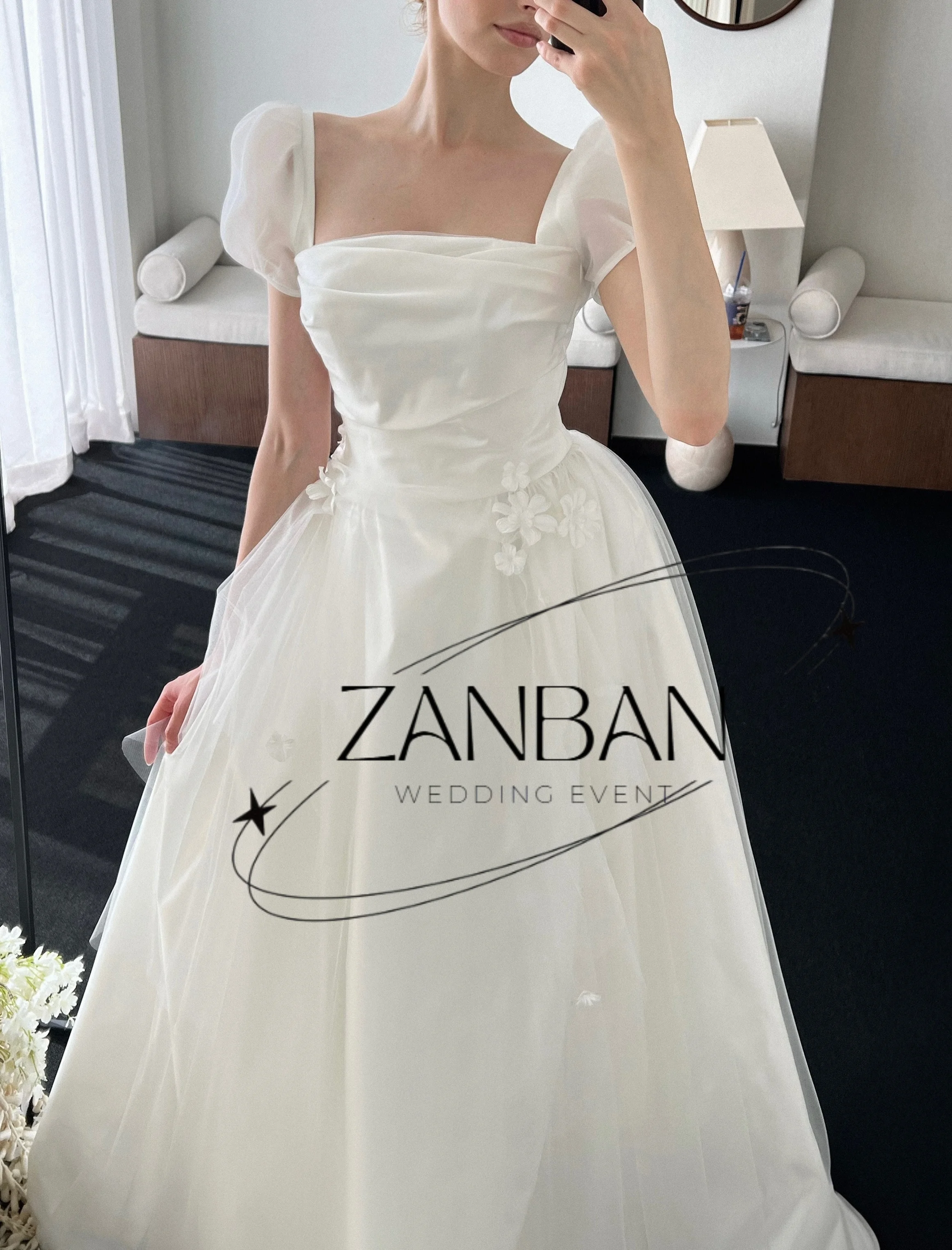 ZanBan Princess Lvory A-Line Taffeta 2027 Wedding Dresses Lace Pleat Spaghetti Strap Bridal Gown Customized Vestidos De Novia