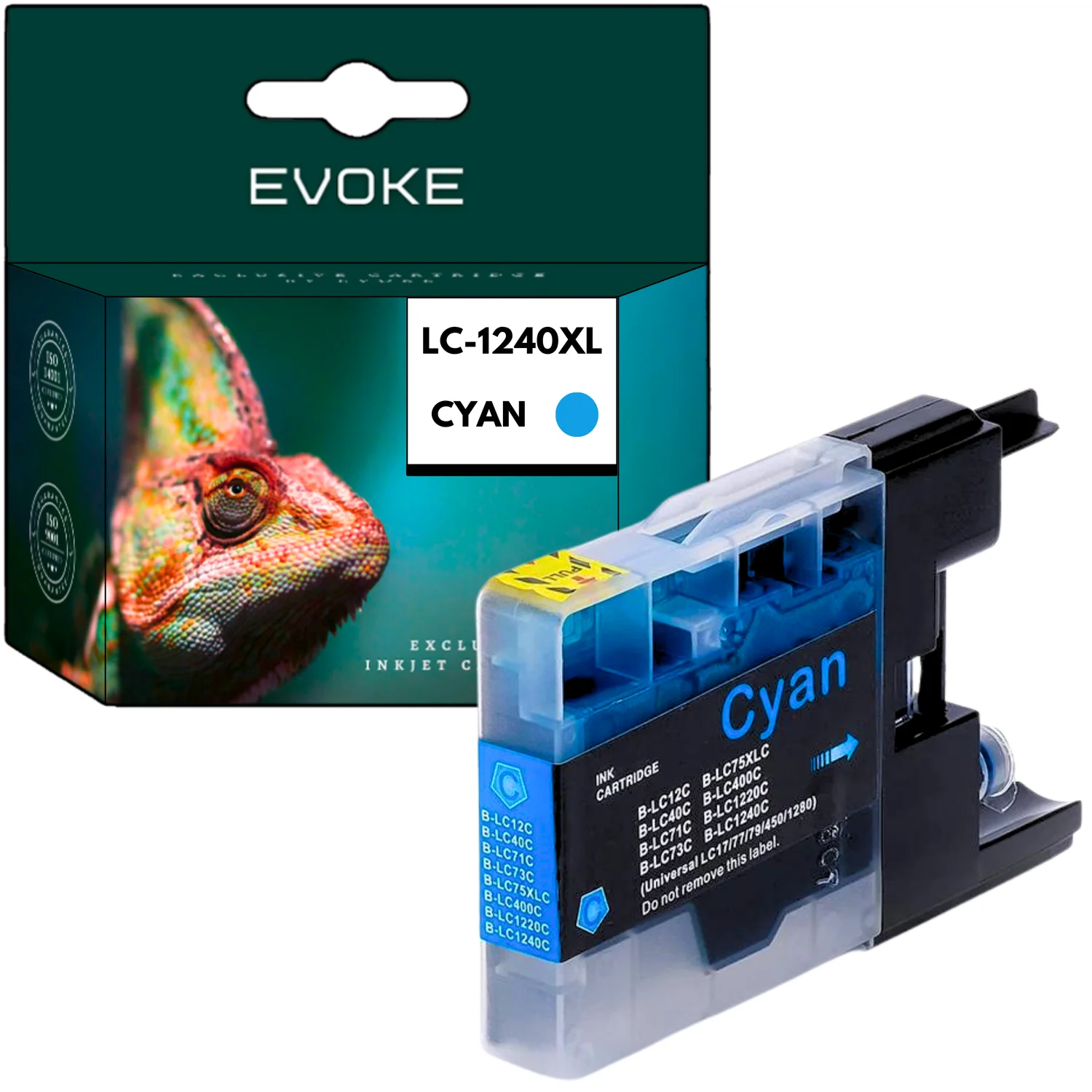 Evoke Compatibele Inkt voor Brother Lc-1240 Lc1240 Lc1240C Cyaan 10 ml 180 Pagina's Dcp-J525W J725Dw J925Dw; Mfc-J430W J625Dw J825Dw J835Dw J5910Dw J6510Dw J6710Dw J6910Dw
