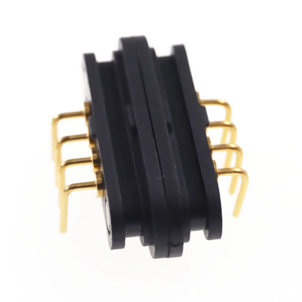 1Pairs Spring-Loaded Magnetic Pogo pin connector 4 pin Pitch 2.5 mm through hole Angled male female 2A 36V DC Power Charge Probe