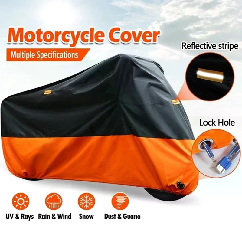 Universal COD Waterproof Motorcycle Cover 4 Layers Thickened Rainproof Sunproof With Lock Holes Outdoor Protection Motor Cover