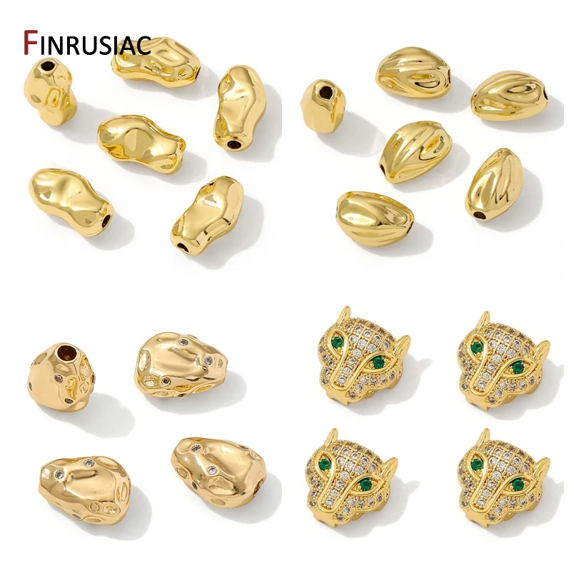 18K Gold Plated Brass Baroque Spacer Beads,Separator For Beads,Irregular Tube Beads DIY Bracelet Necklace Making Accessories