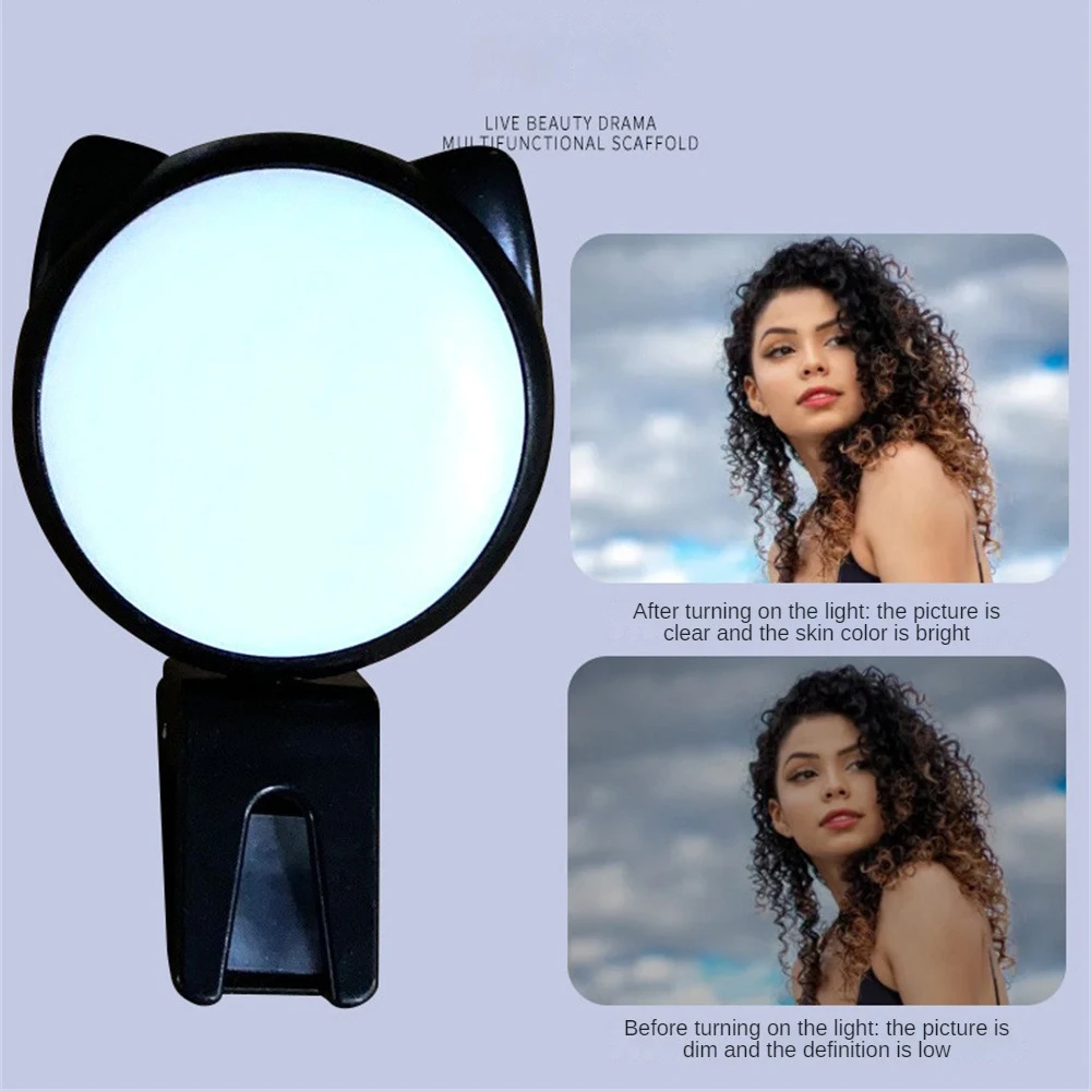 Cat Ear Mobile Phone Selfie Light Light Light Beauty And Skin Rejuvenation Internet Celebrous Mini Live Portable Adjustable