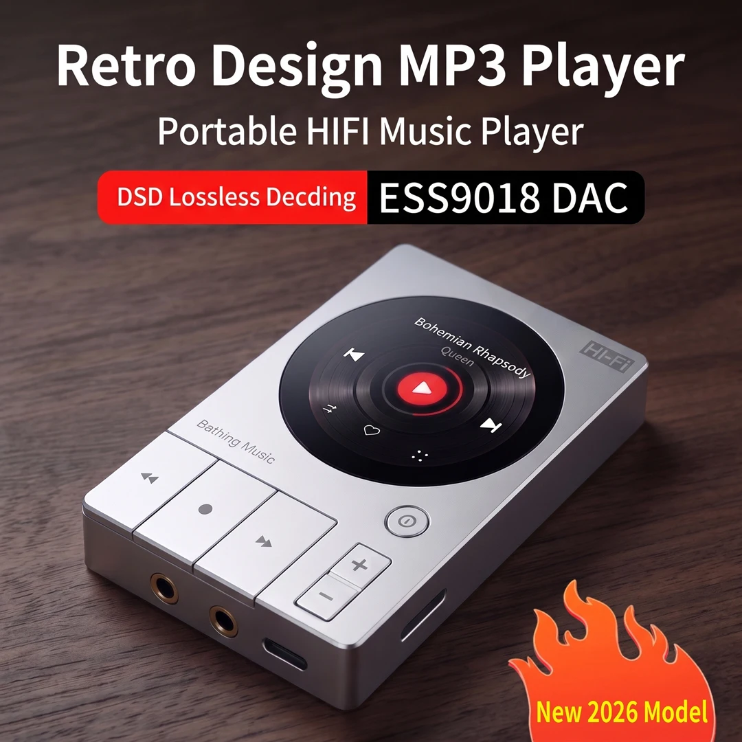 2026 Retro Piano Key HiFi MP3 Player – DSD256 Lossless Music Player with ESS9018 DAC & Bluetooth 5.3 for Travel & Outdoor Use 1