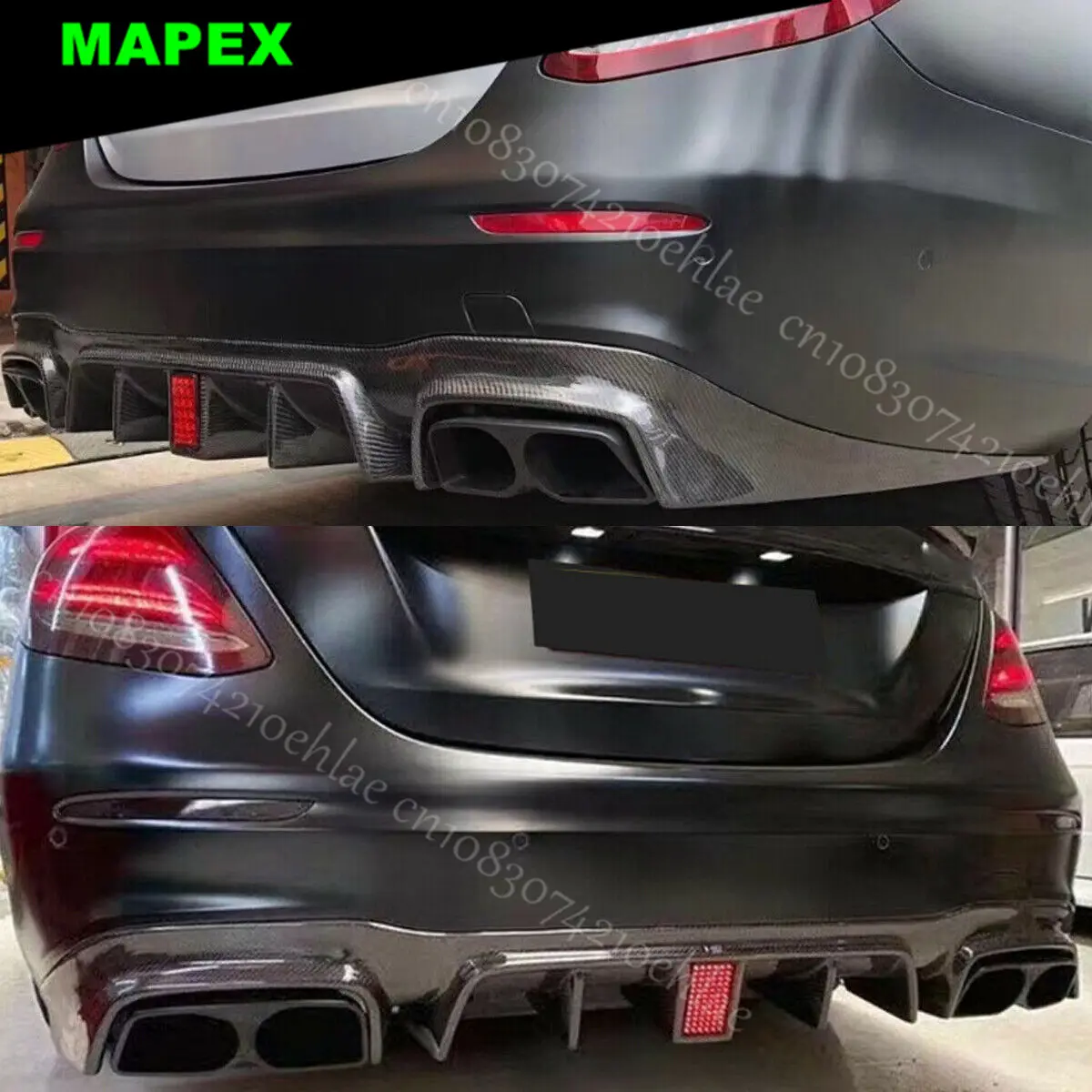 For Mercedes Benz W213 E300 E400 2016-20 AMG E63 Style Rear Diffuser W LED Light