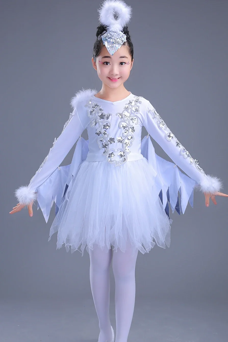 Children lark animal costumes girl dove bird small lotus elegant wings peacock dance performance costumes dance costumes