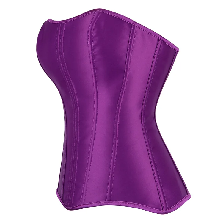 Frauen Vollbrust Korsett Top Schwarz Weiß Satin Einfache Elegante Bustier Gothic Zipper Taille Cincher Shapewear Sexy Korset – Detail 40