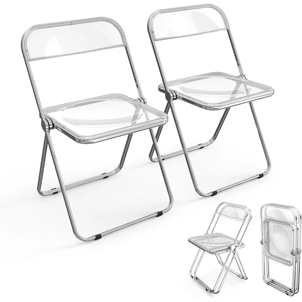 

2 Pack Plastic Folding Chairs,Portable Party Chairs Stackable Commercial Folding Chairs with Steel Frame 350lbs for Home Office