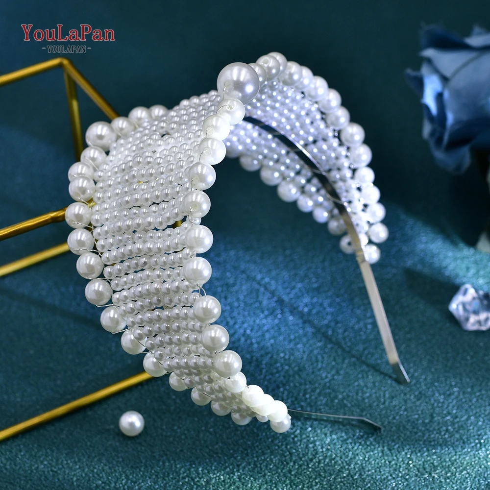 

TOPQUEEN Handmade Elegant Full Pearl Bridal Headbands Hair Hoop For Girls Wedding Accessories for Bridal Jewelry Headdress HP656