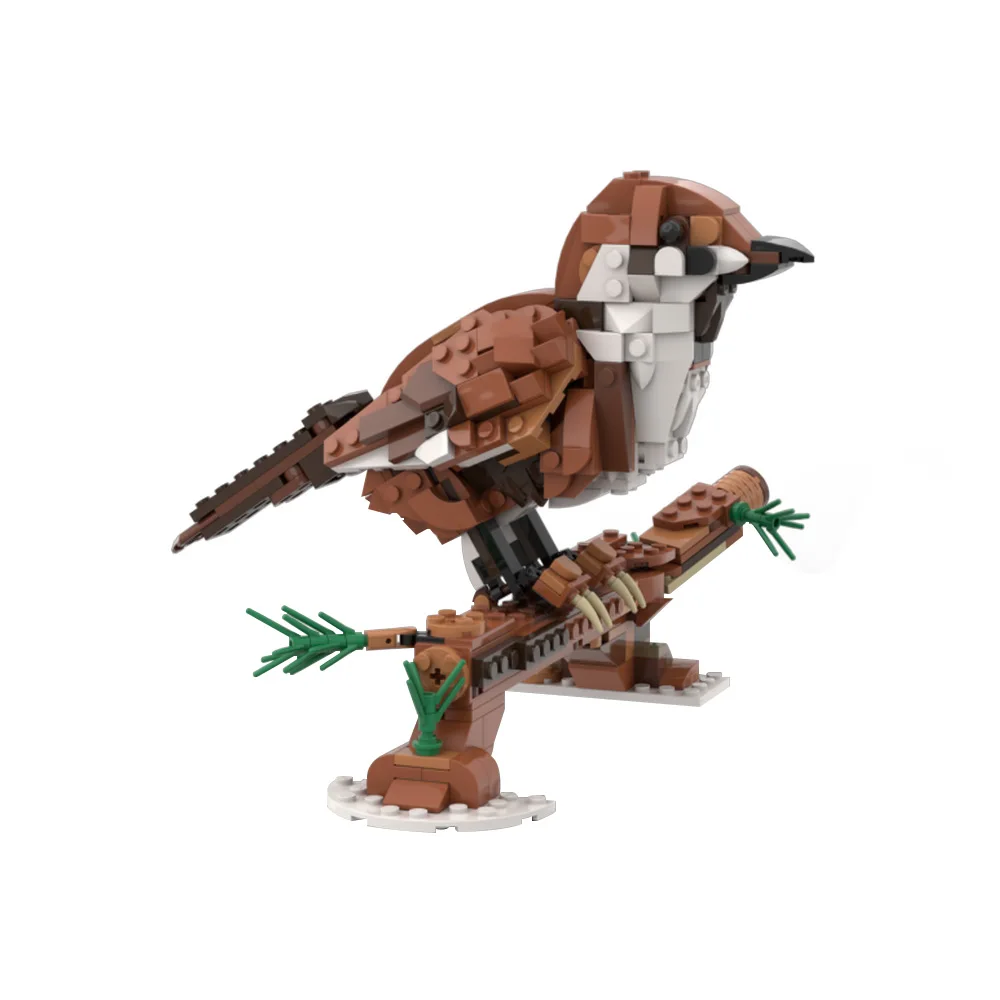 MOC Sparrow Model Building Blocks Eurasian Tree Sparrow Mini Tan Sparrow Cute Bird Pet Assembled Bricks Toys Gifts Decorations