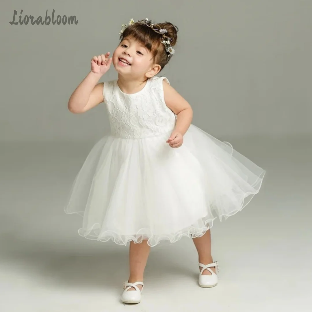 

Customized Flower Girl Dress Formal Evening Gown White Lace Tulle Gown With Shawl Wedding Party Attire свадебное платье