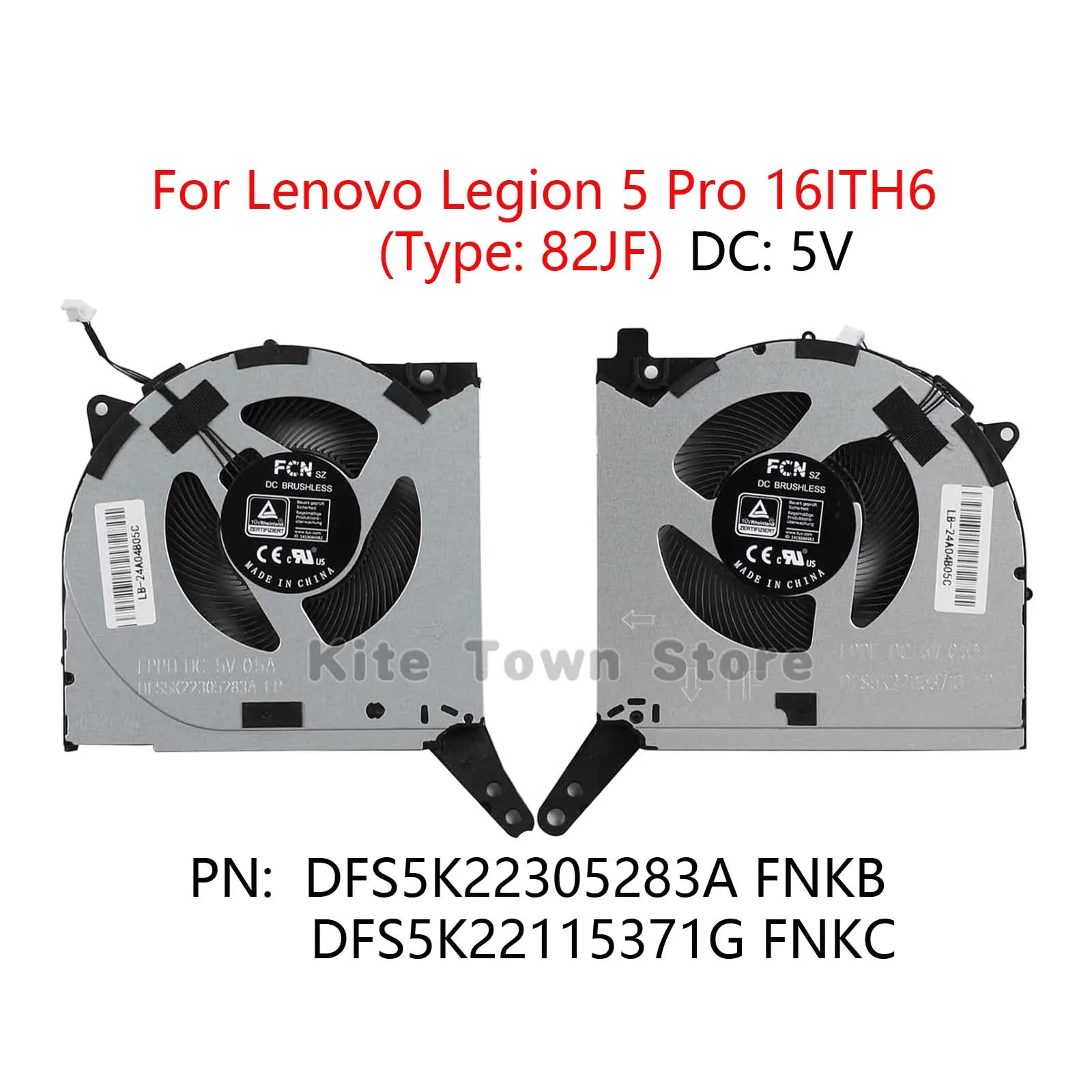 New Genuine 5V CPU+GPU Cooling Fan for Lenovo Legion 5 15ARH7 (Type: 82RE) DFS5K22115371G FPPF DFS5K22305283A FPPD 5V