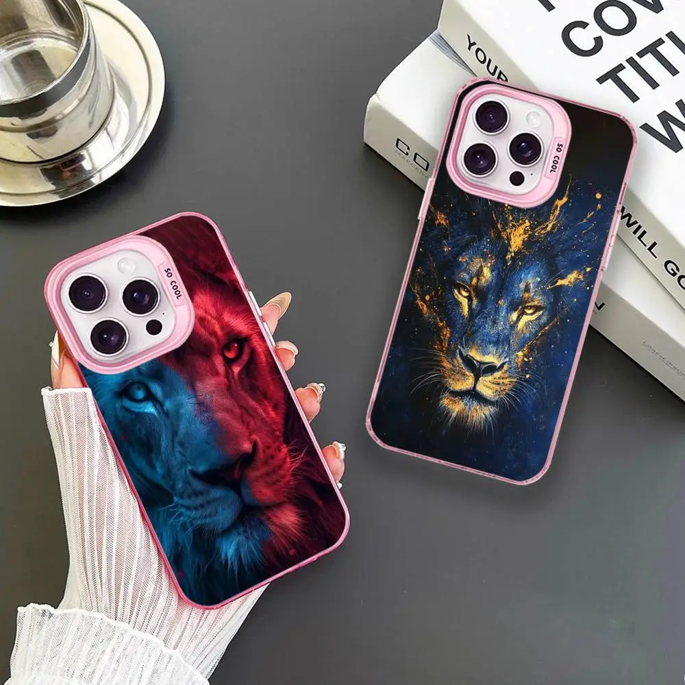 

Majestic Lion Phone Case For iPhone 16,15,14,13,12,11,Mini,Pro,MAX Pink Matte Shockproof Cover