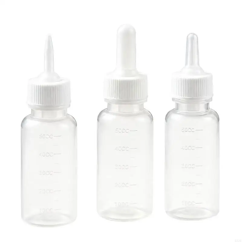 Pet Nursing Bottle Set for Newborns Cats and Dogs, 3 Type Teats with Clear Scale Lines and Plastic Bottles for Daily Hand KXRE