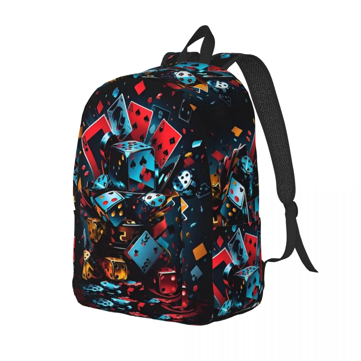 Poker Red Black Backpack for Men Women Casual Student Hiking Travel Daypack Card Suits Laptop Shoulder Bag Outdoor