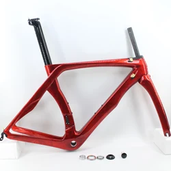 New RBK Ice Crack Red color 700C Racing Road Bike T1100 3K Full Carbon Fibre Bicycle Frame Carbon Fork+Seatpost+Clamp+Headsets