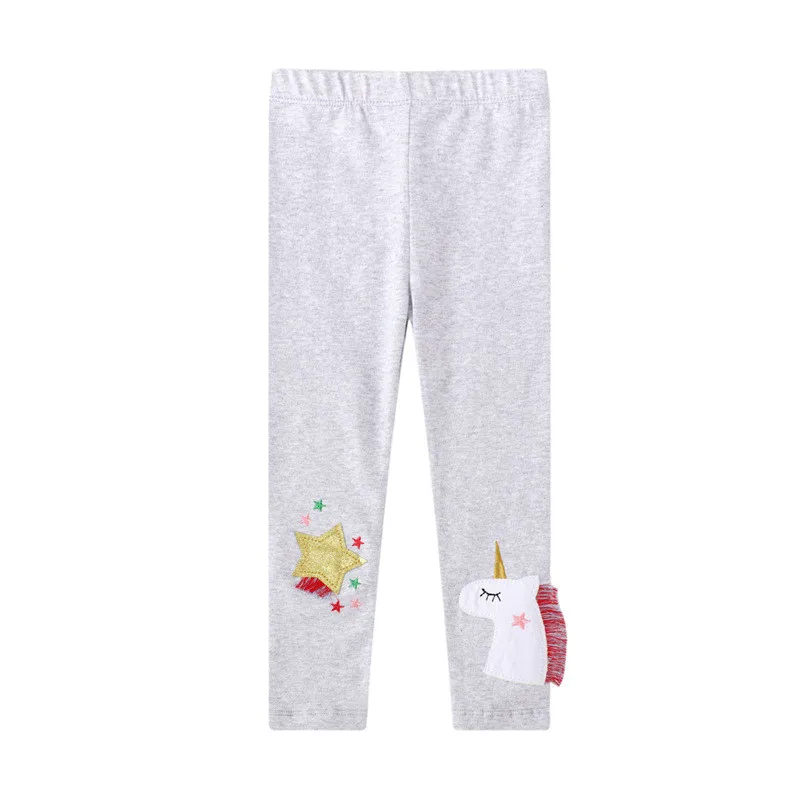 Jumping Meters 2-7T Unicorn Star Applique Children's Leggings Pants Baby Clothes Full Length Kids Skinny Pants Toddler Clothes