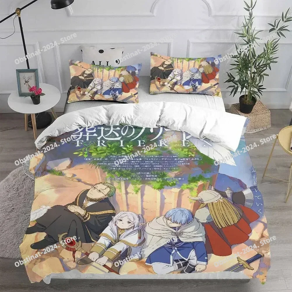 2025 3D Anime Frieren Bedding Set Printed single Comforter Quilt Bed Cover Duvet Cover Pillow Case 3 Pieces Sets Kids Adult Size