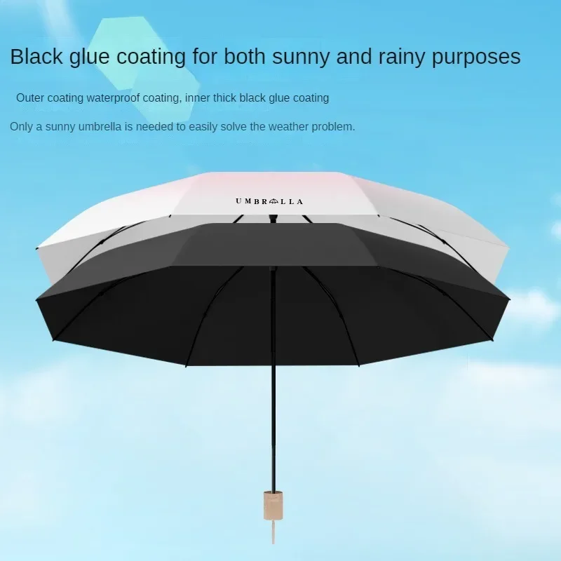 Gradient Color Change Umbrella Umbrellas Portable Folding Umbrella Large Parasol Raincoats for Rain Uv Women\'s 3-stage Holder