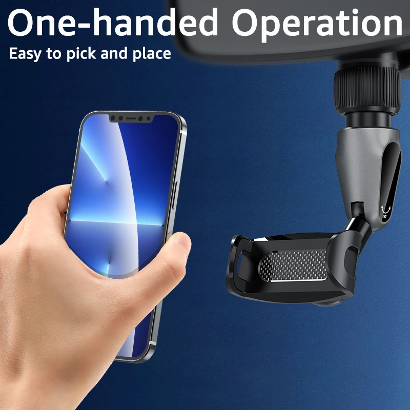 Untoom Car Rearview Mirror Phone Holder Stand Multifunctional 360 Degree Rotatable Car Phone Bracket Cell Phone Mount for Car