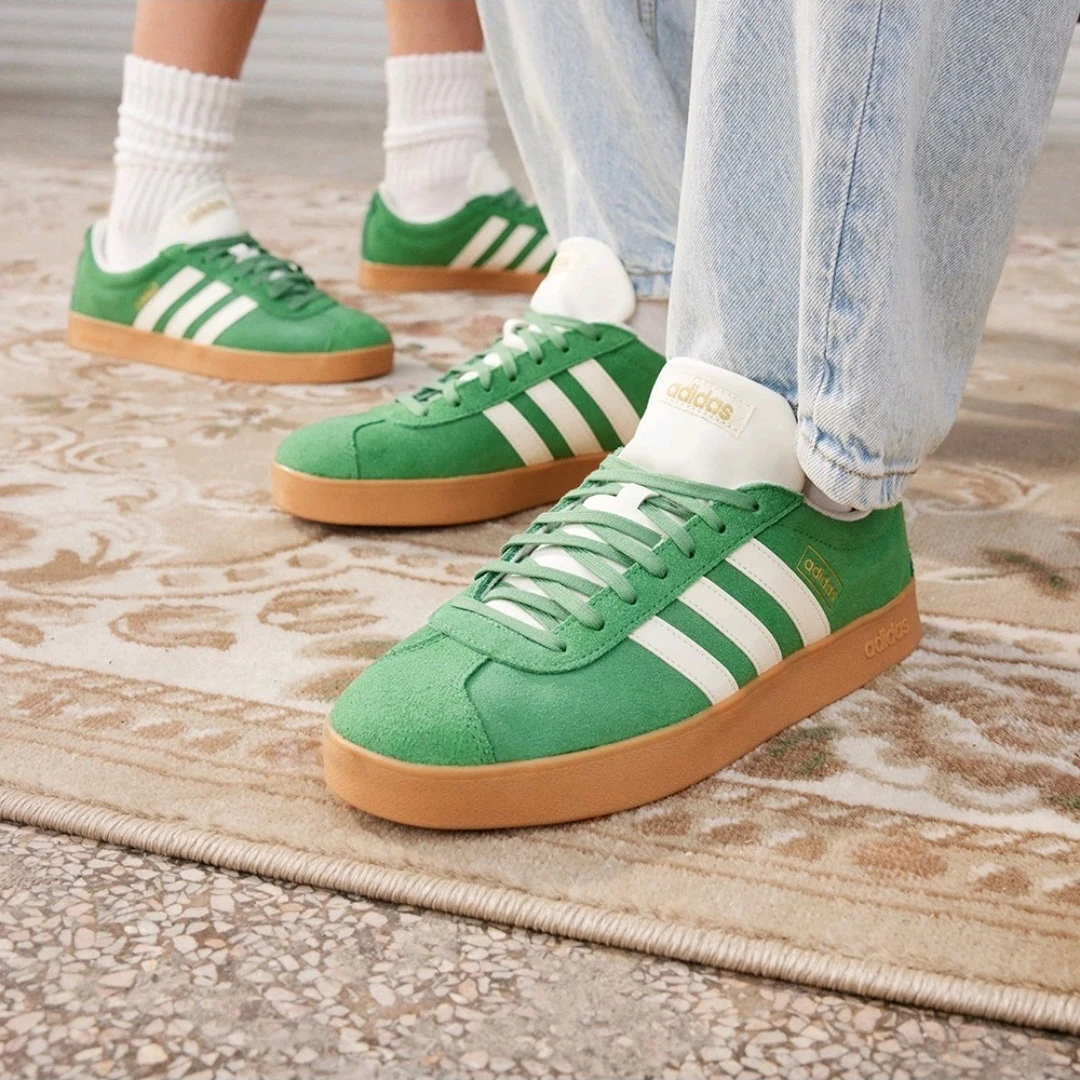 

Adidas VL COURT 2.0 Women's Men's and Skateboarding Shoes, Shock-absorbing, Low Cut Sneakers, Green