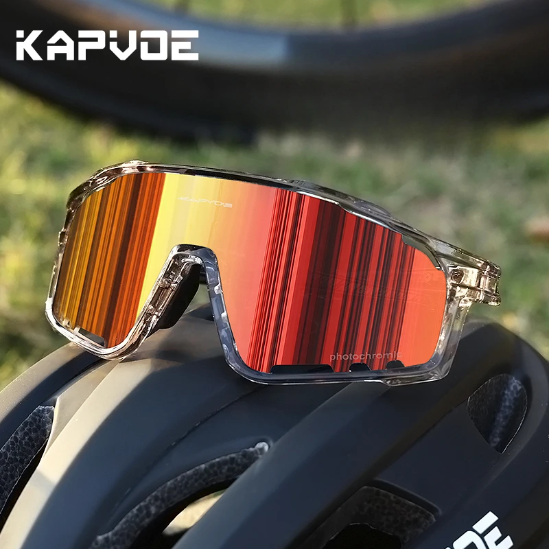 Kapvoe Kleur Meekleurende Fietsbril MTB Zonnebril voor Mannen Vrouwen Sport Snelheid Mountainbike Fiets Cycl Brillen Goggle
