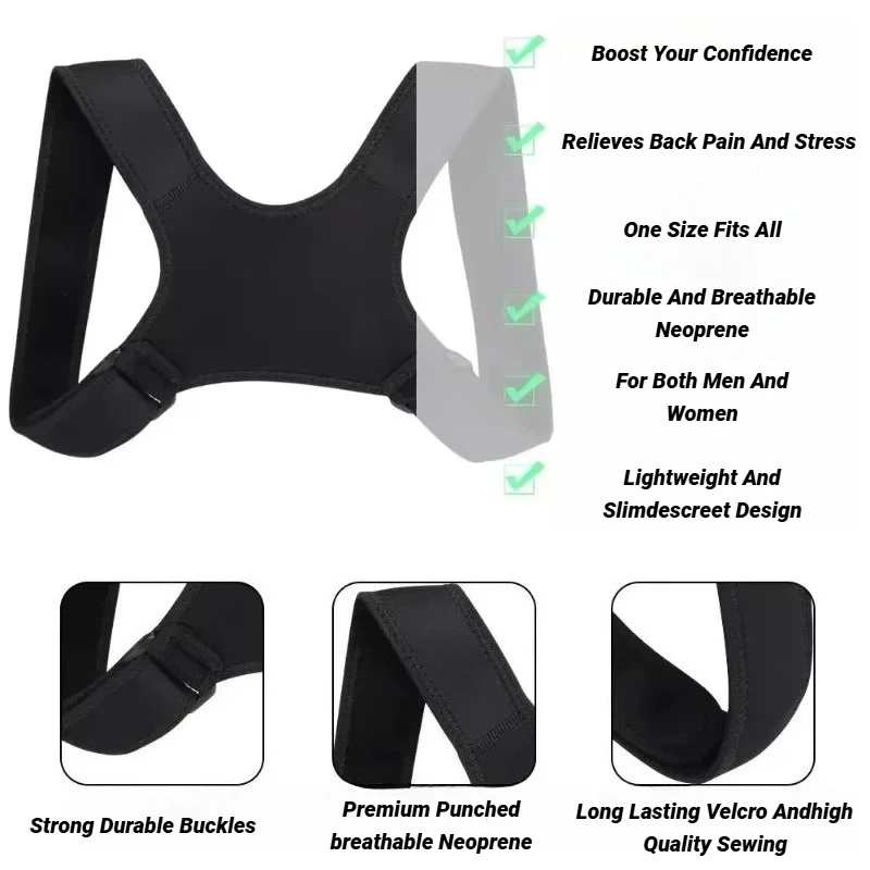 1Pcs Adjustable Posture Corrector Back Support Belt- Breathable, Non-Slip, Ergonomic For Improved Preventing Humpback Protection