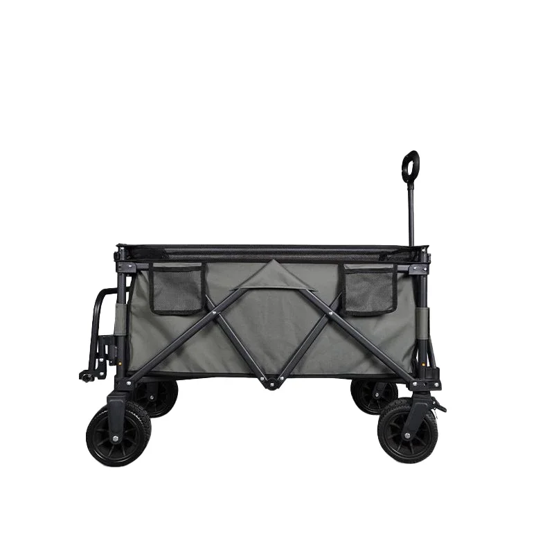 Heavy Duty Stainless Steel Folding Trolley Utility Beach Wagon Cart with Big Wheels Collapsible Design for Camping