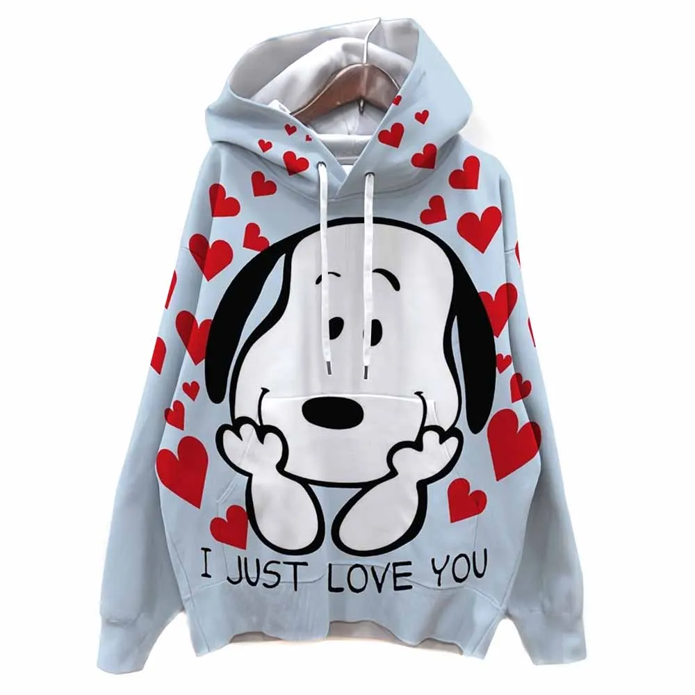 Felpe con cappuccio a maniche lunghe da donna Felpa girocollo con stampa Snoopy Felpa unisex autunno inverno Y2k Pullover Abiti gotici anni '90