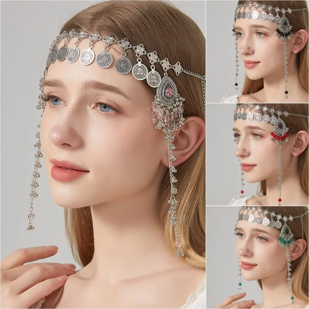 Trendy Alloy Hair Chains Waterdrop Tassel Long Chain Forehead Chain Ethnic Style Hair Tassel Chains Women