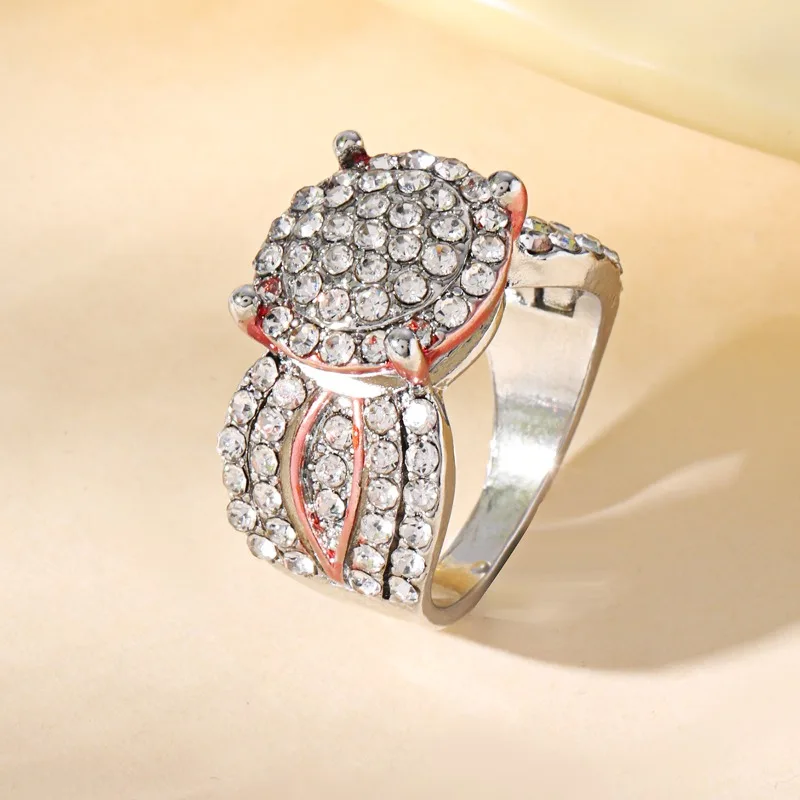 

Jianjie Charming Women's Rose Full Paved Brilliant Zircon Cross Wedding Rings Engagement Love Accessories Trend