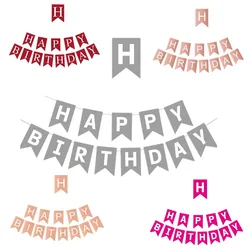 New 1set Happy Birthday Decoration Birthday Party Bunting Garland Baby Shower Supplies Paper Banner Decoration Happy Birthday