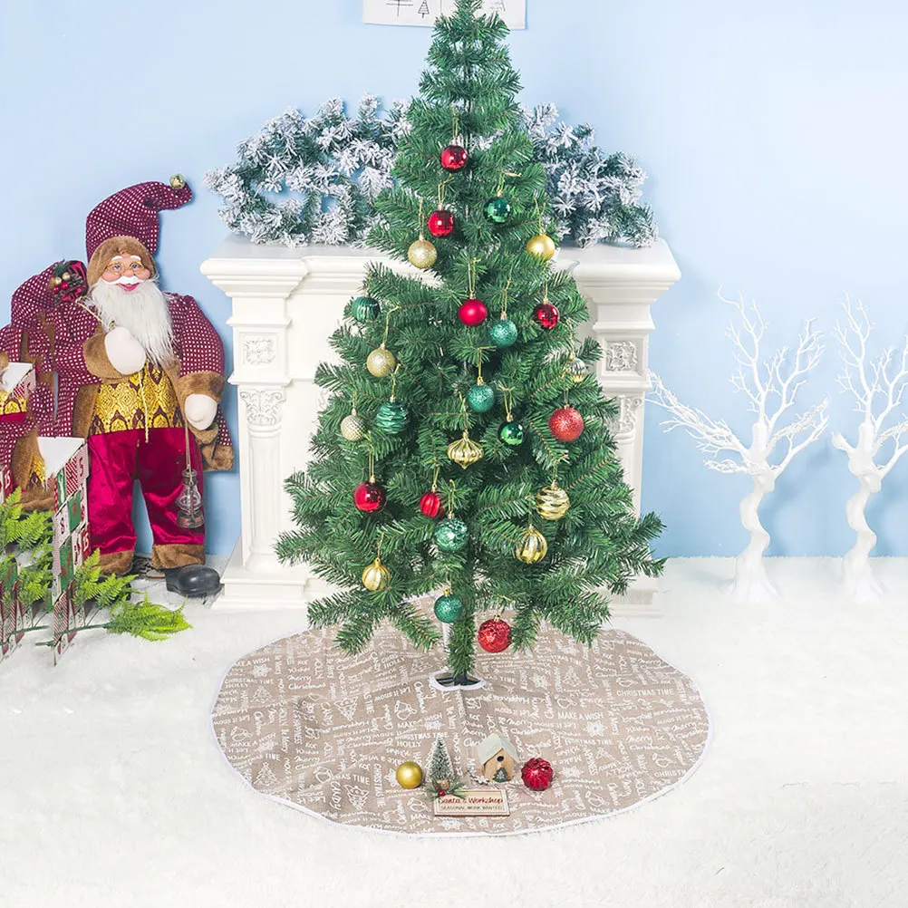 

100Cm Christmas Tree Skirt Featuring Letter Print Round Shape Decorative Fabric for Home Party Hotel Shop Window Display Xmas