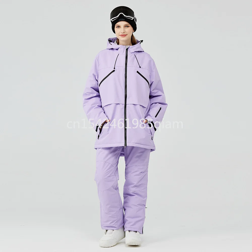 

Модный зимний лыжный костюм для мужчин и женщин: ветрозащитная и водонепроницаемая куртка и брюки для сноуборда, белая лыжная одежда для женщин