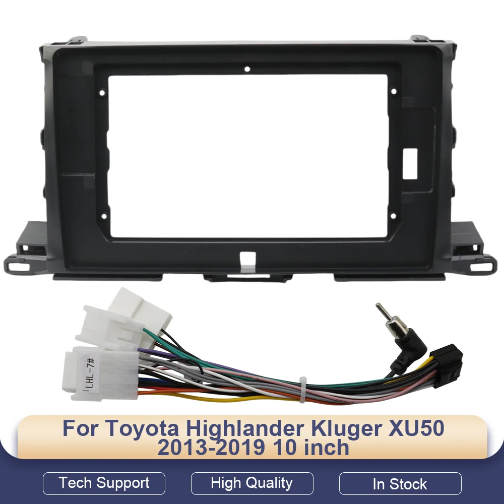 

Рамка для автомагнитолы Toyota Highlander Kluger XU50 2013-2019, 10 дюймов, 2DIN, панель стереосистемы, кабель питания, декодер Canbus
