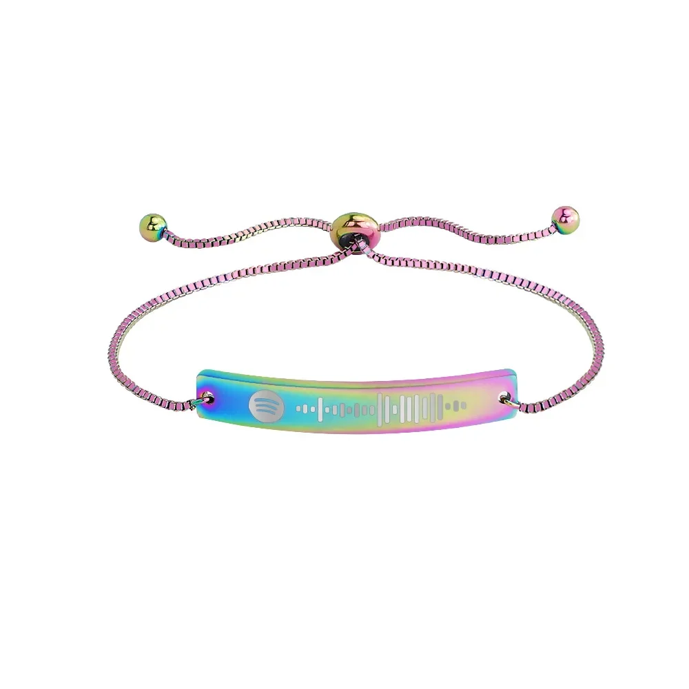 Audio Track Gradient Armbänder Edelstahl gebogene Geometrie Streifen Armband verstellbar Paar DIY Anpassung personalisiert – Detail 15