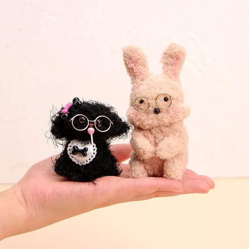 10Pcs Mini Retro Round Doll Glasses Frame Lensless Black Metal Miniature Eyewear Toys Plush Doll Decoration Accessories view 5